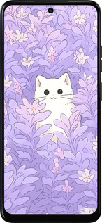 Силиконовый чехол Котик в цветах для Motorola Moto E15 - 6390u-4147 изображение 