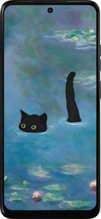 Силіконовий чехол Із зображенням кота та водяної лілії Monet для Motorola Moto E15 - 6519u-4147 изображение 