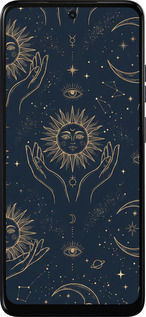 Силиконовый чехол Celestial Harmony: Sun & Moon Gold Mystic Pattern для Motorola Moto E15 - 6778u-4147 изображение 