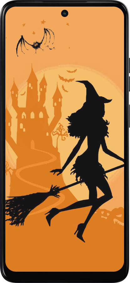 Силиконовый чехол Ведьма на метле для Motorola Moto E15 - 1184u-4147 изображение 