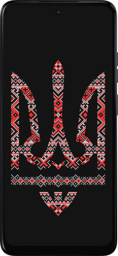 Силиконовый чехол Герб - вышиванка на черном фоне для Motorola Moto E15 - 1196u-4147 изображение 