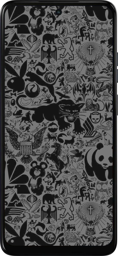 Силіконовий чехол Чорно-сірий стікер бомбінг для Motorola Moto E15 - 2432u-4147 изображение 