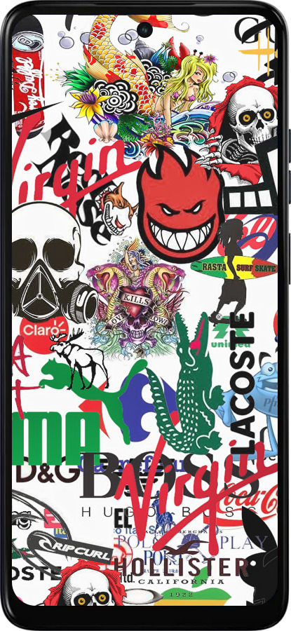 Силиконовый чехол Many different logos для Motorola Moto E15 - 4022u-4147 изображение 