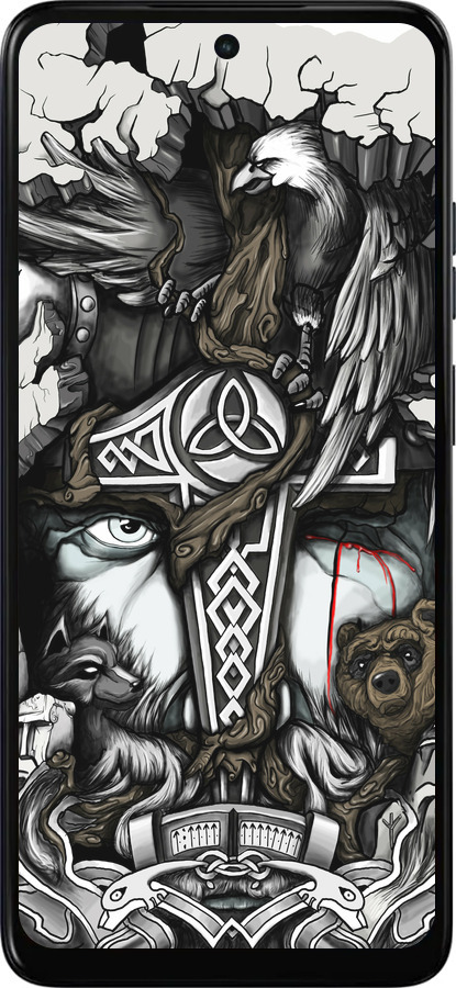 Силіконовий чехол Тату Вікінг для Motorola Moto E15 - 4098u-4147 изображение 