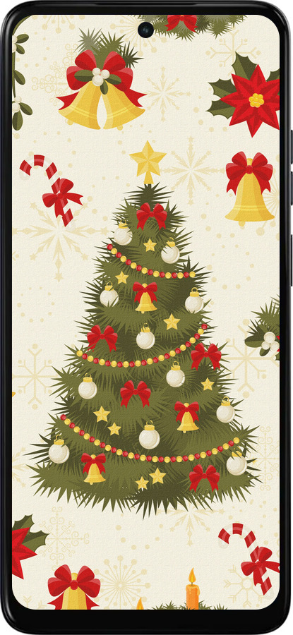 Силиконовый чехол Новогодняя елка для Motorola Moto E15 - 4198u-4147 изображение 