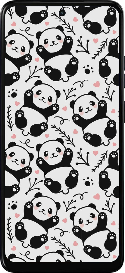 Силиконовый чехол Панды для Motorola Moto E15 - 4318u-4147 изображение 