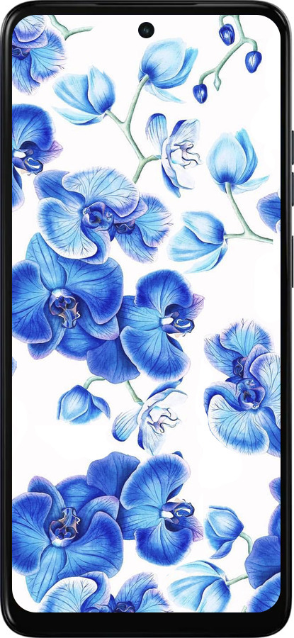 Силиконовый чехол Голубые орхидеи для Motorola Moto E15 - 4406u-4147 изображение 