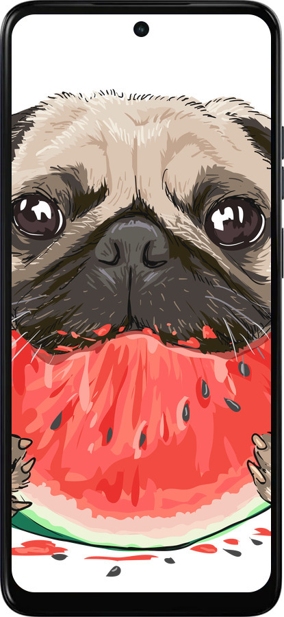 Силиконовый чехол Мопс и арбуз для Motorola Moto E15 - 4665u-4147 изображение 