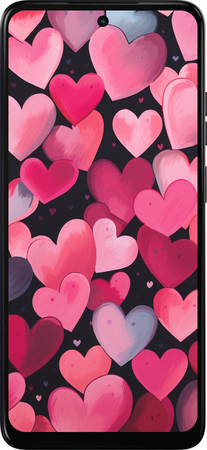 Силиконовый чехол Сердечки 4 для Motorola Moto E15 - 5662u-4147 изображение 