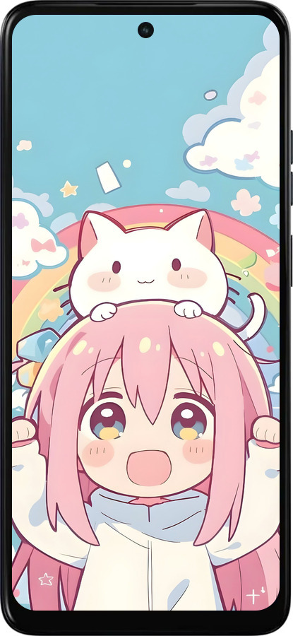 Силиконовый чехол Девочка аниме радуга для Motorola Moto E15 - 6304u-4147 изображение 