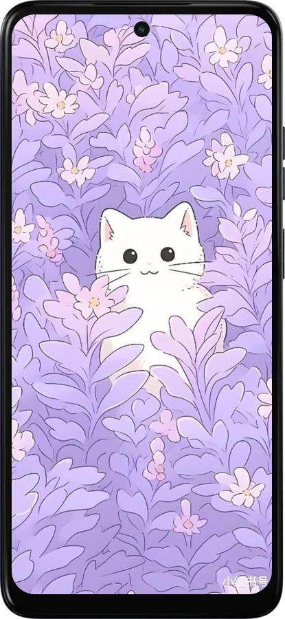 Силиконовый чехол Котик в цветах для Motorola Moto E15 - 6390u-4147 изображение 