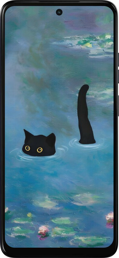 Силіконовий чехол Із зображенням кота та водяної лілії Monet для Motorola Moto E15 - 6519u-4147 изображение 