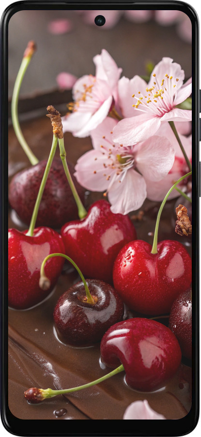 Силиконовый чехол Вишня в шоколаде для Motorola Moto E15 - 6698u-4147 изображение 