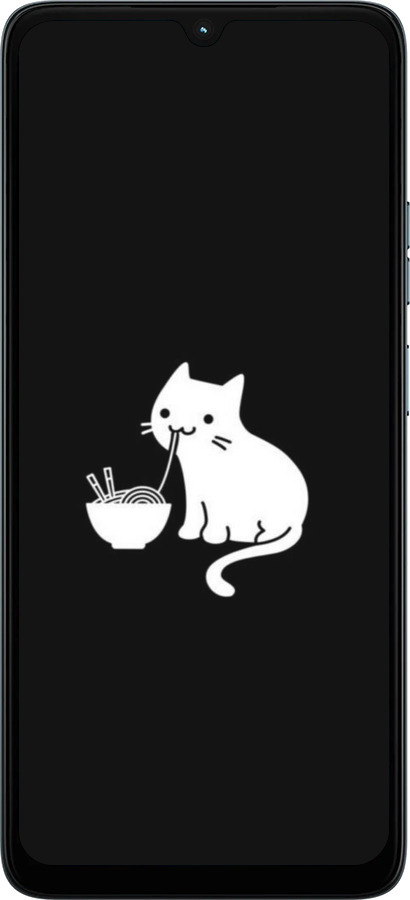 Силиконовый чехол С милым котом на черном фоне для Motorola Moto G06 - 6528u-4187 изображение 