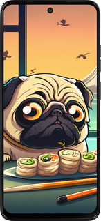 Силиконовый чехол Мопс и суши для Motorola Moto G15 Power - 5588u-4044 изображение 