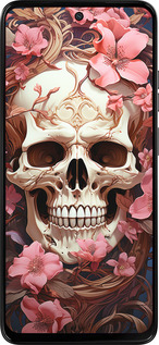 Силиконовый чехол Череп в розовых цветах для Motorola Moto G15 Power - 5965u-4044 изображение 