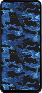 Силиконовый чехол Абстрактный узор черных котов на синем фоне для Motorola Moto G15 Power - 6525u-4044 изображение 