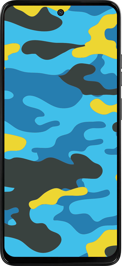 Силиконовый чехол Желто-голубой камуфляж для Motorola Moto G15 Power - 1084u-4044 изображение 