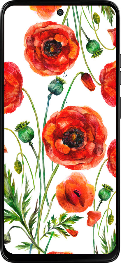 Силиконовый чехол Нарисованные маки для Motorola Moto G15 Power - 4278u-4044 изображение 