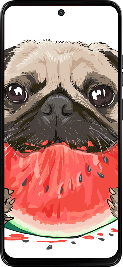 Силиконовый чехол Мопс и арбуз для Motorola Moto G15 Power - 4665u-4044 изображение 