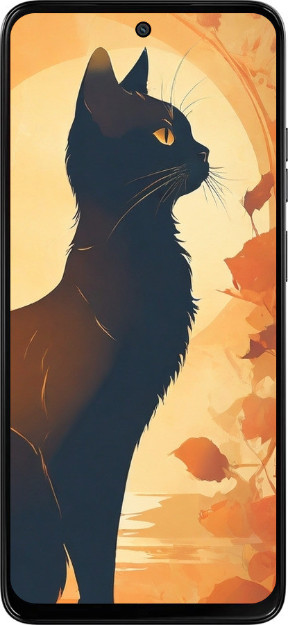 Силиконовый чехол Черная кошка v2 для Motorola Moto G15 Power - 5830u-4044 изображение 