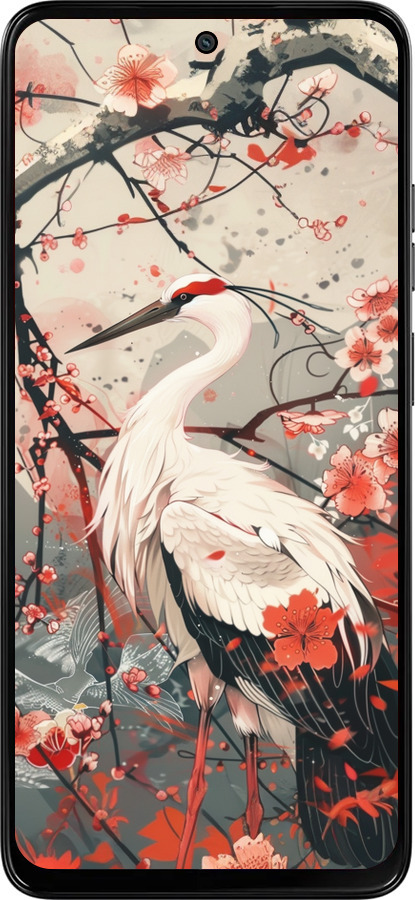 Силиконовый чехол Аист в цвету сакуры для Motorola Moto G15 Power - 6109u-4044 изображение 