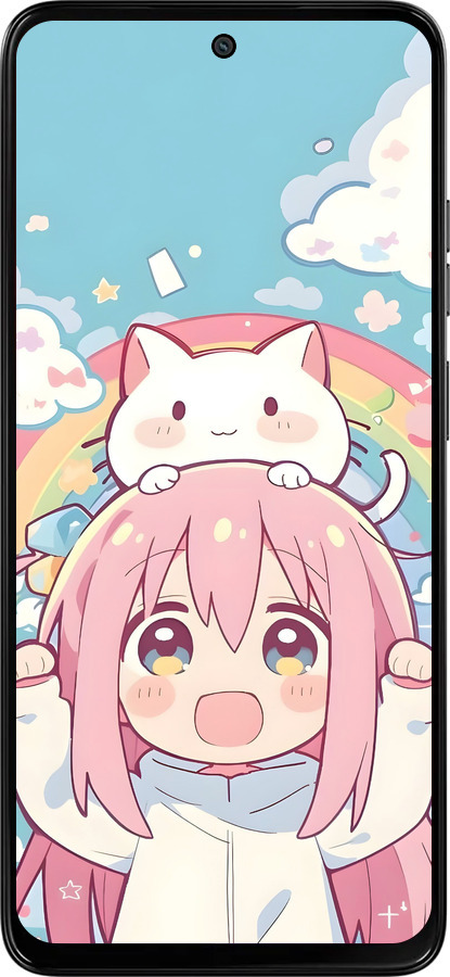 Силиконовый чехол Девочка аниме радуга для Motorola Moto G15 Power - 6304u-4044 изображение 