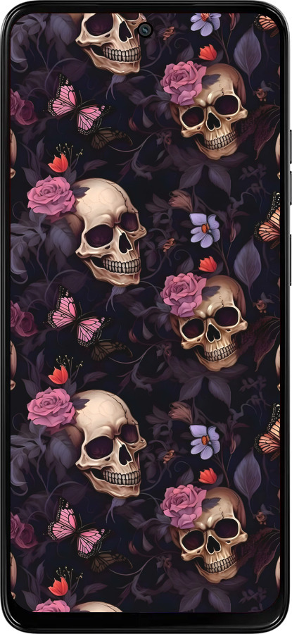 Силиконовый чехол Черепа и розы для Motorola Moto G15 Power - 6316u-4044 изображение 