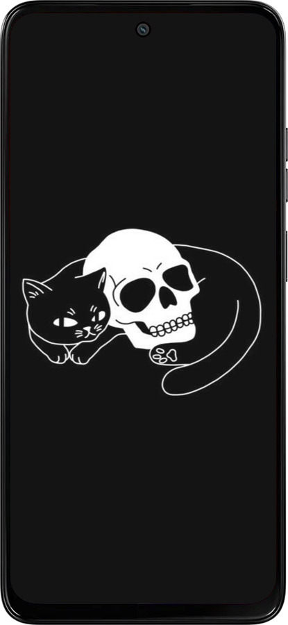 Силиконовый чехол С изображением кота и черепа для Motorola Moto G15 Power - 6491u-4044 изображение 