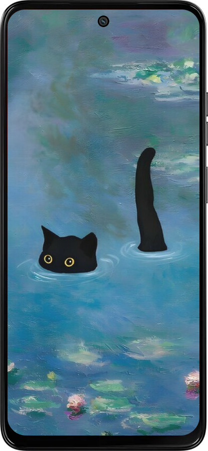 Силиконовый чехол С изображением кота и водяной лилии Monet для Motorola Moto G15 Power - 6519u-4044 изображение 