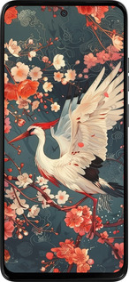 Силиконовый чехол Сакура и аист для Motorola Moto G15 - 6108u-3948 изображение 