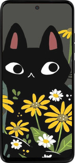 Силиконовый чехол Черный кот с цветами для Motorola Moto G15 - 6448u-3948 изображение 