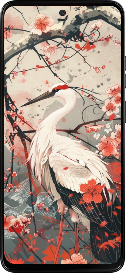 Силиконовый чехол Аист в цвету сакуры для Motorola Moto G15 - 6109u-3948 изображение 