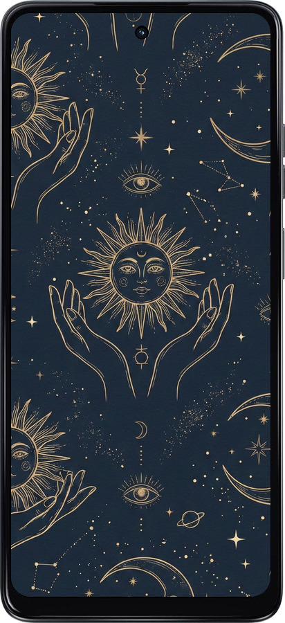 Силиконовый чехол Celestial Harmony: Sun & Moon Gold Mystic Pattern для Motorola Moto G24 Power - 6778u-3665 изображение 