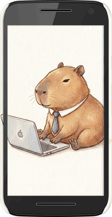 3D пластиковый матовый чехол Funny Capybara CEO Working для Motorola Moto G3 - 6777m-318 изображение 