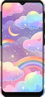 3D пластиковый матовый чехол Облака и радуга для Motorola Moto G20 - 6312m-2461 изображение 