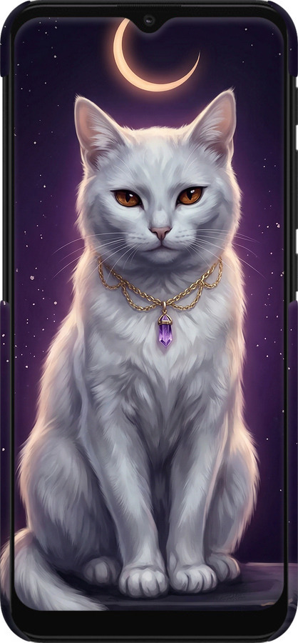 3D пластиковий матовий чехол Mystic White Cat Gothic Dark Purple Gold для Motorola Moto G10 - 6805m-2319 изображение 