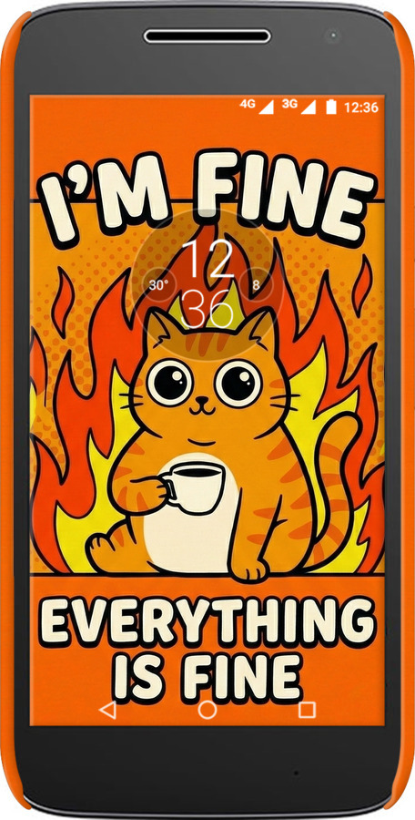 3D пластиковий матовий чехол Funny Cat для Motorola Moto G4 Play - 6786m-860 изображение 