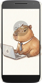 3D пластиковый матовый чехол Funny Capybara CEO Working для Motorola MOTO G4 - 6777m-511 изображение 