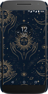 3D пластиковий матовий чехол Celestial Harmony: Sun & Moon Gold Mystic Pattern для Motorola MOTO G4 PLUS - 6778m-953 изображение 
