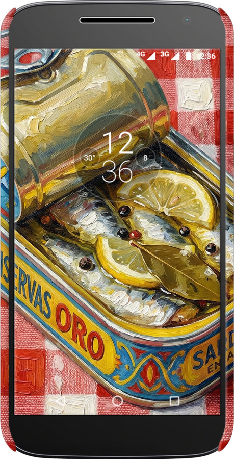 3D пластиковый глянцевый чехол Vintage Sardine Tin Phone для Motorola MOTO G4 PLUS - 6772c-953 изображение 