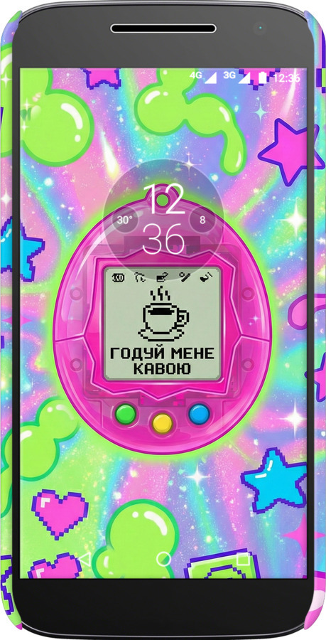 3D пластиковий глянцевий чехол Y2K Aesthetic Retro Pet: Годуй мене кавою для Motorola MOTO G4 - 6784c-511 изображение 