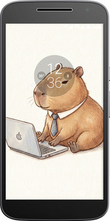 2D пластиковый чехол Funny Capybara CEO Working для Motorola MOTO G4 PLUS - 6777t-953 изображение 