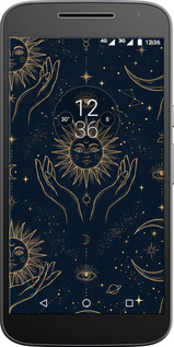 2D пластиковый чехол Celestial Harmony: Sun & Moon Gold Mystic Pattern для Motorola MOTO G4 PLUS - 6778t-953 изображение 