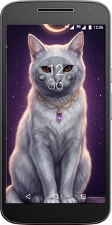 2D пластиковый чехол Mystic White Cat Gothic Dark Purple Gold для Motorola MOTO G4 PLUS - 6805t-953 изображение 