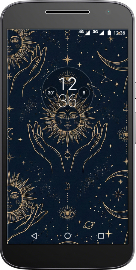 2D пластиковый чехол Celestial Harmony: Sun & Moon Gold Mystic Pattern для Motorola MOTO G4 PLUS - 6778t-953 изображение 