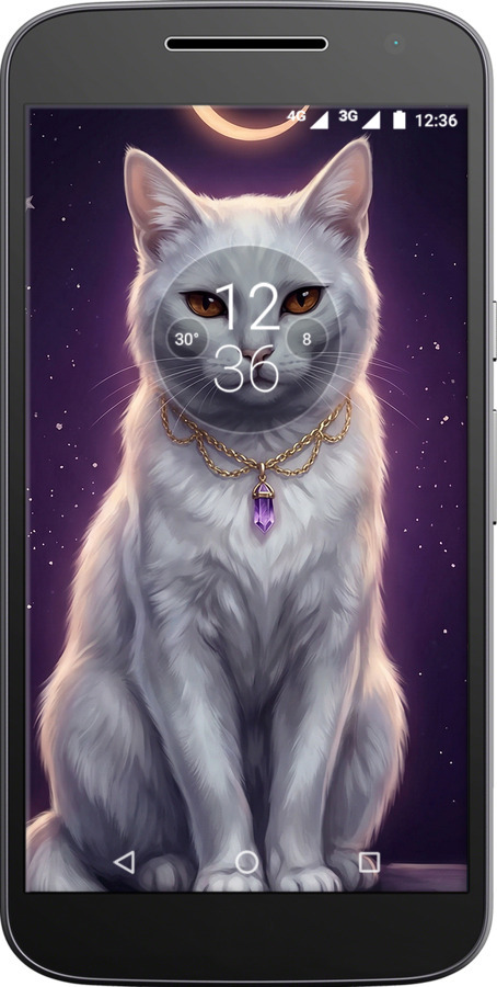 2D пластиковый чехол Mystic White Cat Gothic Dark Purple Gold для Motorola MOTO G4 PLUS - 6805t-953 изображение 