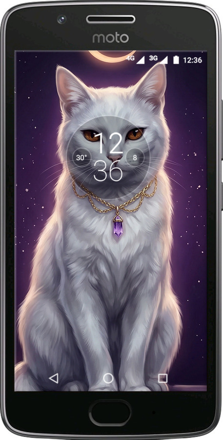 Силиконовый чехол Mystic White Cat Gothic Dark Purple Gold для Motorola Moto G5 - 6805u-832 изображение 