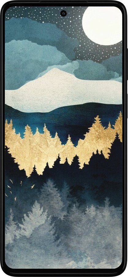Силиконовый чехол Ночной пейзаж с лесом и горами для Motorola Moto G52 - 6493u-2691 изображение 