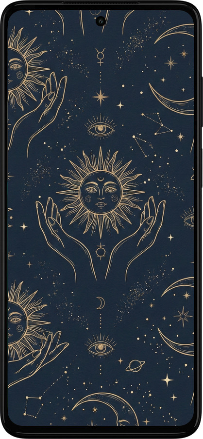 Силіконовий чехол Celestial Harmony: Sun & Moon Gold Mystic Pattern для Motorola Moto G52 - 6778u-2691 изображение 